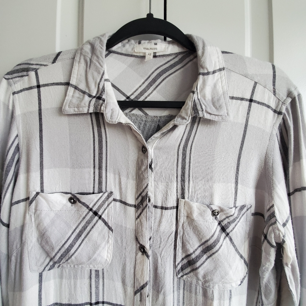 Grey and White Plaid button up
